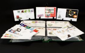 Large Green Album Of Stamp First Day Covers With Two loose Packs From 2001 And 2002.