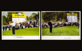 Golfing Interest Two Autographed Limited Edition Colour Photographic Prints Bernhard Langer And