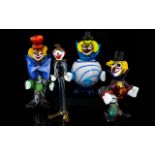 A Collection Of Murano Glass Clown Figures Four in total to include squat,