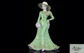 Coalport Hand Painted Porcelain Figurine ' A Lady Going to a Summer Party ' Lady In Long Patterned