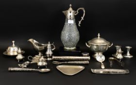 Mixed Lot Of Silver Plated Ware, To Include Sauce Boat, Claret Jug,