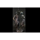 Modern Bronze Sculpture Large figure group in the form of two classical maidens,