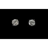 18ct White Gold Good Quality Pair of Diamond Stud Earrings,