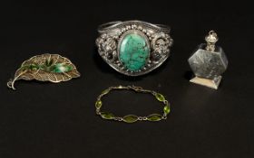 A Collection Of Oriental Silver And Mixed Metal Jewellery Items Five pieces in total to include