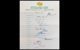 Cricket Interest 1953 Australian XI Coronation Tour To England Signed Cricket Team Sheet To