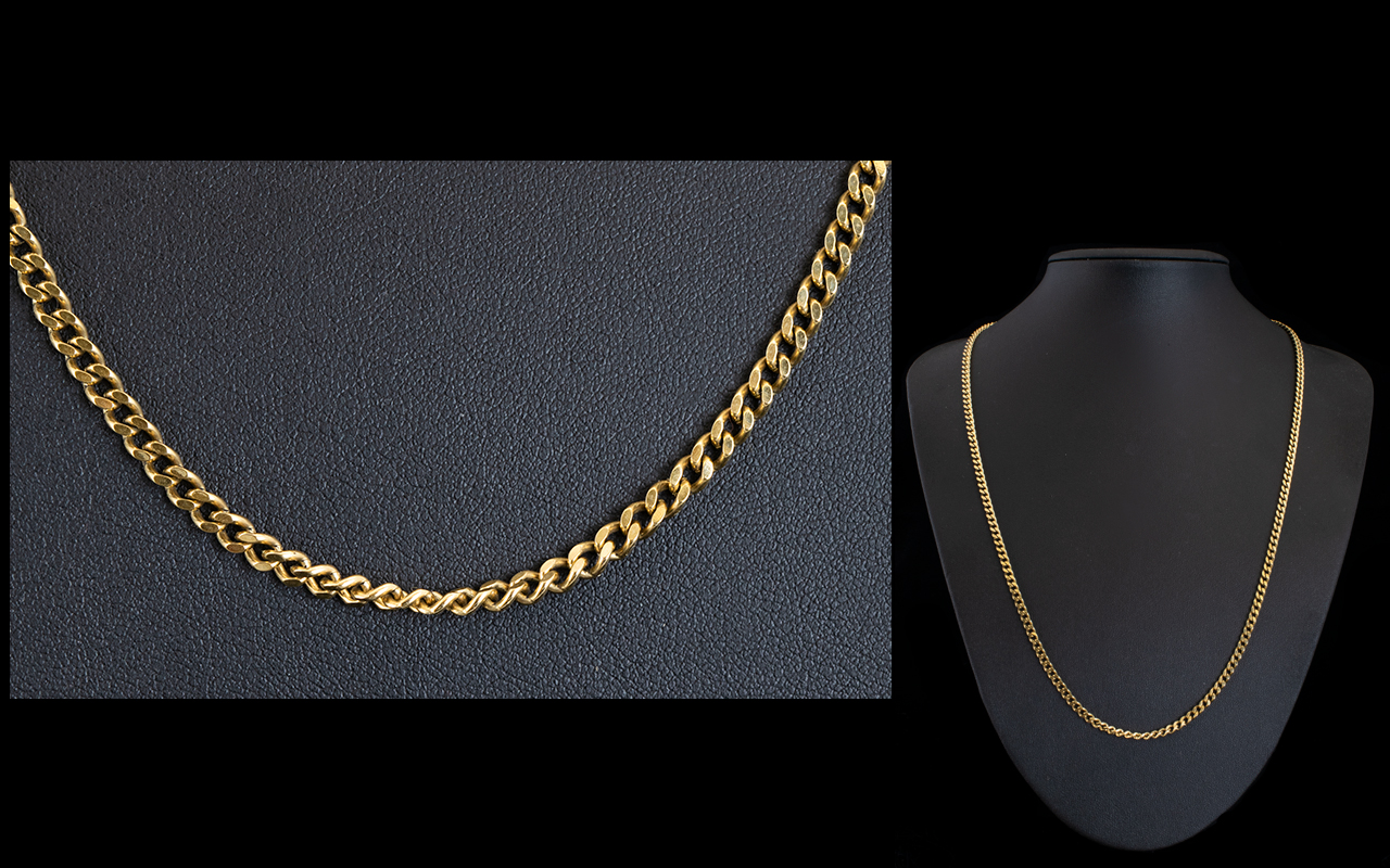 9ct Gold - Contemporary Long Chain ' Cur