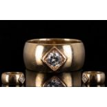 A Gents 9ct Gold Diamond Ring Set with a