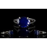 Blue Sapphire Solitaire Ring, 6.25cts of