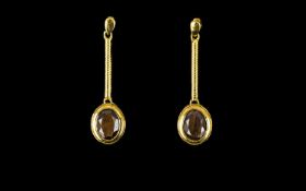 Golden Lustre Sapphire Drop Earrings, 5c