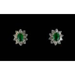 A Pair Of Diamond And Emerald Cluster St