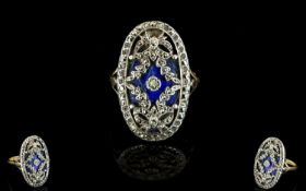 A Victorian Marcasite And Enamel Ring Ov