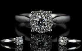 A 9ct White Gold Diamond Cluster Ring Ce
