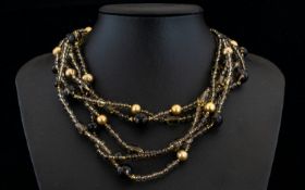 Ladies Fine Semi-Precious 5 Row Smokey Q