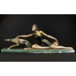 Art Deco French Plaster Figure Group A l