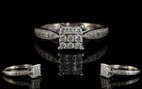 A 9ct White Gold Diamond Cluster Ring Se