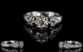 18ct White Gold Single Stone Diamond Rin