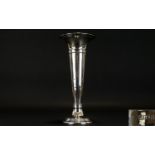 George V Tall Trumpet Shaped Silver Vase