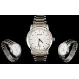 Hugo Boss - Stylish Gents Classical Silver Dial Steel Watch with Push Button Deployment Folding