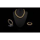 Contemporary Nice Quality and Well Made Gold Vermeil Designer Rope Twist Necklace with Crystal