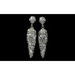 Diamond 'Stalactite' Drop Earrings, 1ct of baguette and round cut diamonds,