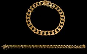 9ct Gold - Solid Curb Bracelet with Excellent Clasp, Fully Hallmarked.