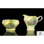 Aynsley Nice Quality Bone China Hand Painted Milk Jug and Sugar Bowl of Small Form, Decorated with