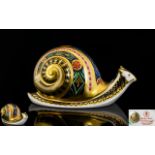 Royal Crown Derby Ltd Edition Hand Painted Paperweight ' Garden Snail ' Gold Stopper,
