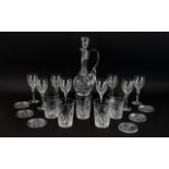 Glass Drinking Set Comprising Decanter with 8 Small Wine/Sherry Glasses,