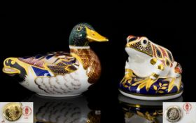 Royal Crown Derby Pair of Hand Painted Porcelain Paperweights.