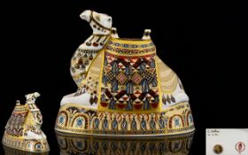 Royal Crown Derby Large and Impressive Hand Painted Imari Pattern Camel Figural Paperweight,