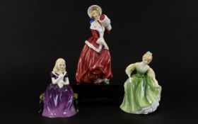 A Collection Of Three Royal Doulton Figures To include HN1992 'Christmas Morn' HN2211 'Fair Maiden',