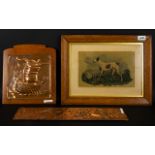 A Small Mixed Lot Comprising Arts And Crafts style copper plaque depicting a long boat in full sail,