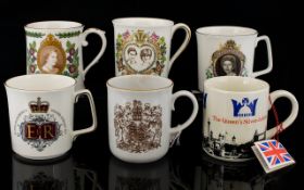 Six Assorted Commemorative Mugs.