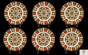 Royal Crown Derby Old Imari Pattern Set of Six Cabinet Plates, Wonderful Quality.
