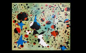 A Large Reproduction Acrylic On Canvas After Joan Miro Contemporary painting on canvas - after Joan