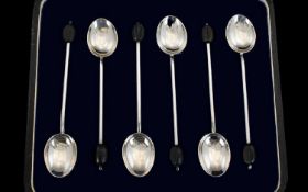 George V Set of Six Silver Coffee Spoons with Original Box. Hallmark Birmingham 1920. Please See