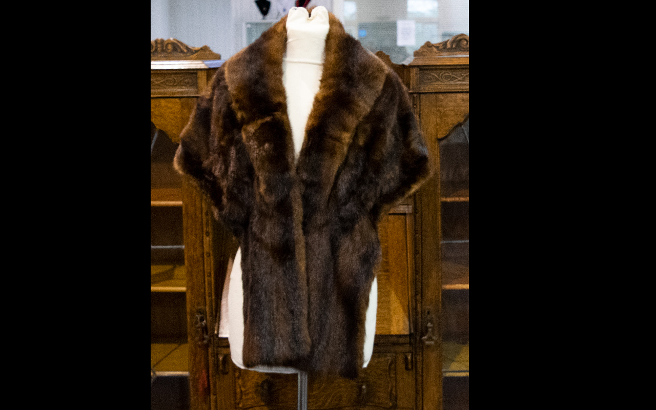 Dark Brown Vintage Mink Stole, fully lined.