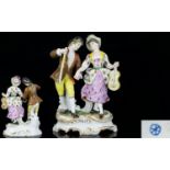 Hochst Hand Painted Porcelain Figure Group - Featuring a Courting Couple, The Lady Holding a