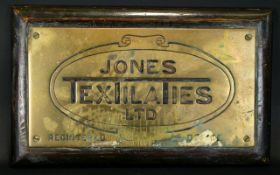 Advertising Interest - Jones Textilaties Ltd Wall Plaque. Length 15 Inches x 9 Inches.