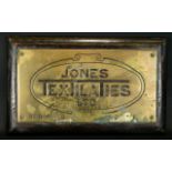 Advertising Interest - Jones Textilaties Ltd Wall Plaque. Length 15 Inches x 9 Inches.