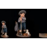 Nadal - Lladro Style Ltd and Numbered Edition Hand Painted Cress Figure - Young Boy with Rake and