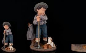 Nadal - Lladro Style Ltd and Numbered Edition Hand Painted Cress Figure - Young Boy with Rake and