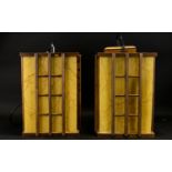 A Pair Of Oriental Style Lanterns Two ceiling pendants of rectangular form fashioned from wood and