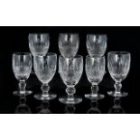 Waterford Cut Crystal Set of Eight ( 8 ) Sherry Glasses - Colleen Pattern.