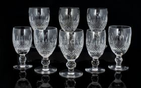 Waterford Cut Crystal Set of Eight ( 8 ) Sherry Glasses - Colleen Pattern.