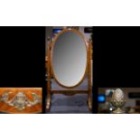 A Satinwood Art Deco Style Cheval Mirror Of large proportions,