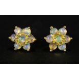 Pair of Opal Flower or Star Stud Earrings,