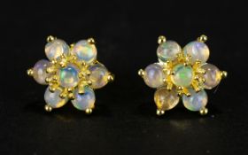 Pair of Opal Flower or Star Stud Earrings,