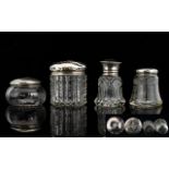 Antique Period Collection of Silver Topped / Glass Pin Jars, Perfume Bottle.