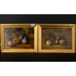 W H Pownall Pair Of Oil On Boards, Still Life Fruit, Apples And Grapes, Both Signed, Dated 1926.